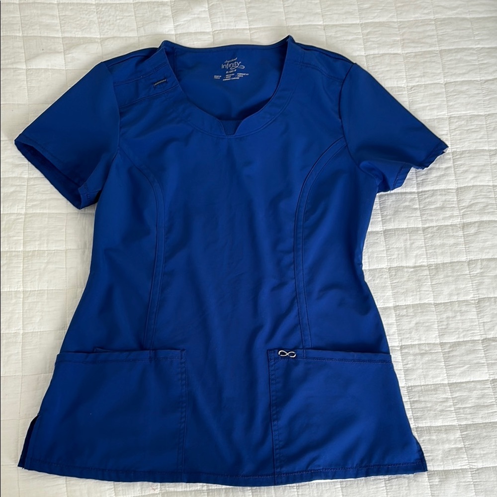 Women’s Cherokee Infinity Split Round Neck Galaxy Blue Scrub Top